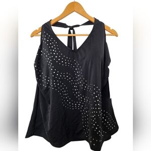 NWT Avenue Swim Black Top with Studded Design Size 18